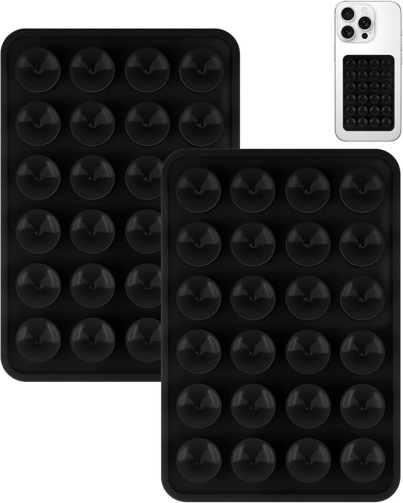 Yojaro 2 Pack Silicone Suction Phone Case Mount, Silicon Adhesive Smartphones Stand Sticky, Non Slip Suction Cup, Hands-Free Phone Accessories Holder for Selfies and Videos Black - Image 1